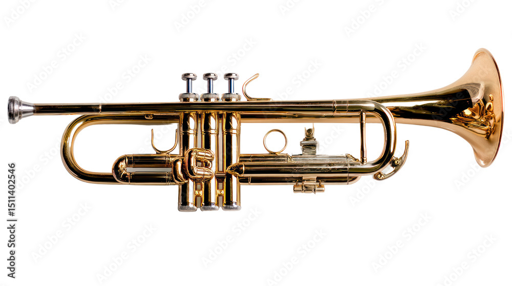 Obraz premium Brass trumpet on white isolated background.