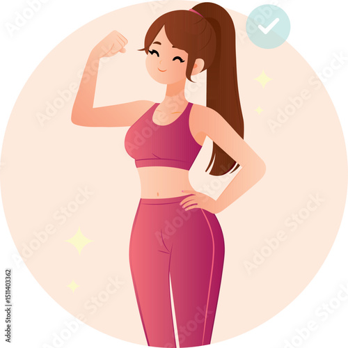 A beautiful young girl is happy about her achievements in sports