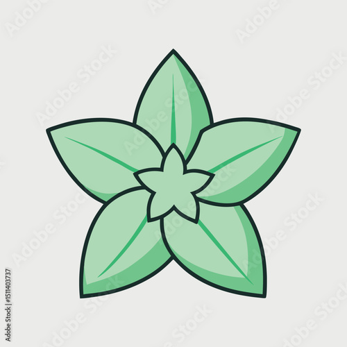 Stylized Green Starflower Icon
