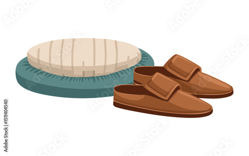 Brown Loafers on Round Cushion
