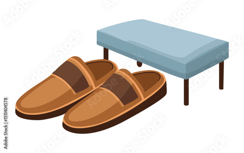 Brown Loafers and Blue Bench