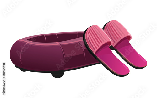 Pink Slippers on Purple Ottoman