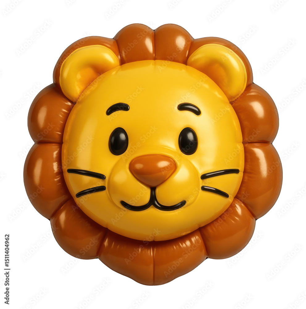 Naklejka premium PNG Cute lion cartoon balloon illustration.