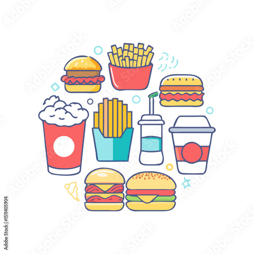 Fast Food Line Icons Set