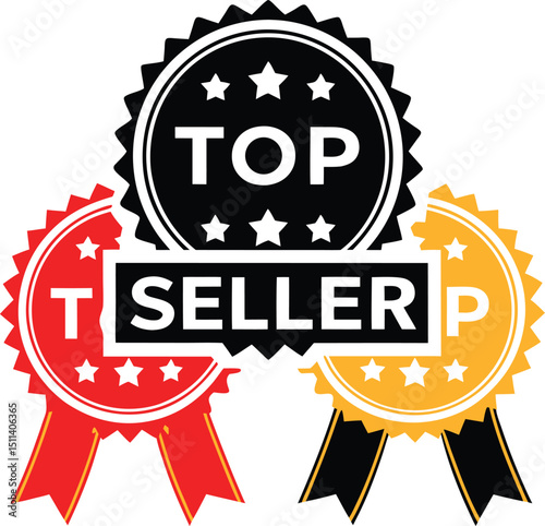 Top Seller Product Badges in Black Red and Yellow Colors