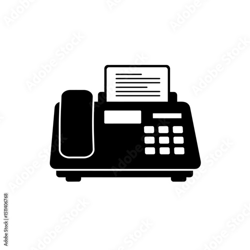 Fax Machine Icon Simple Black and White Vector Illustration of a Fax Machine