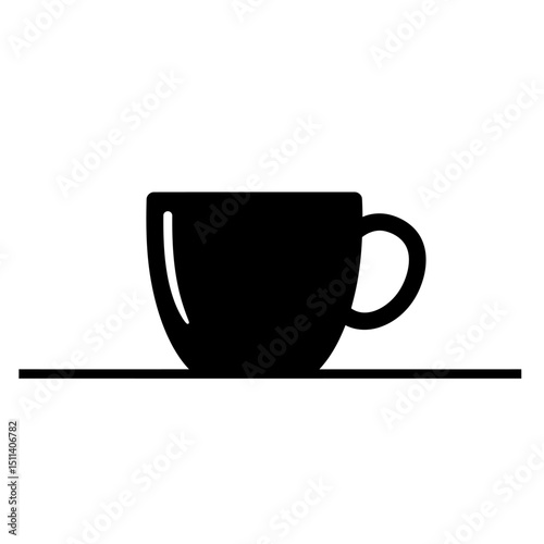 Simple Black Coffee Cup Icon Minimalist Mug Illustration for Design Projects