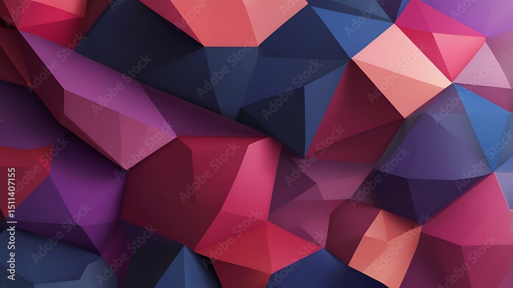 Fototapeta premium Abstract Polygonal Background Deep Reds Purples Blues,