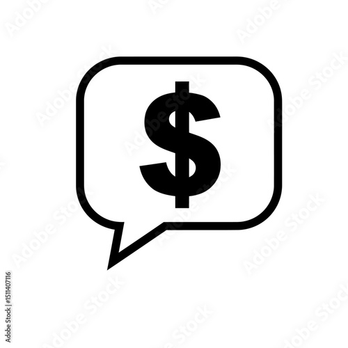 Financial Communication Dollar Sign in Speech Bubble Icon