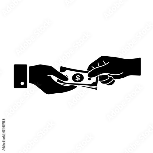 Handing Over Cash Simple Payment Transaction Icon, Financial Exchange, Business Deal, Money Transfer, Economic Transaction Illustration