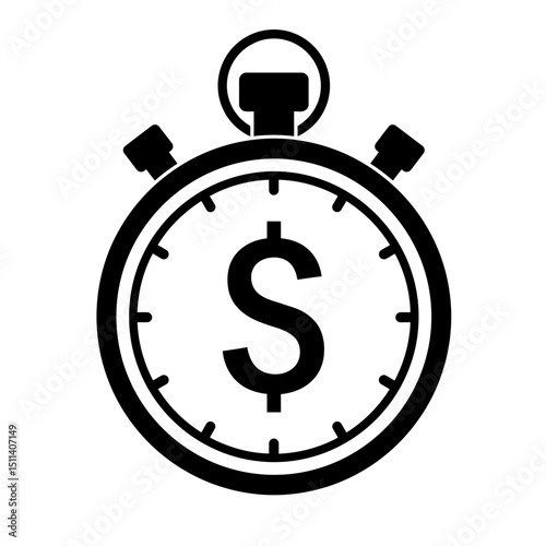 Time is Money  Stopwatch Icon Representing Financial Efficiency and Productivity