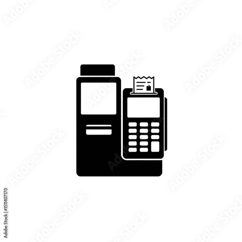 Modern POS System Icon Point of Sale Terminal and Receipt Printer Illustration
