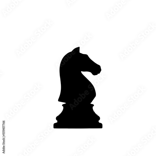 Knight Chess Piece Silhouette Strategic Game Icon, Vector Illustration