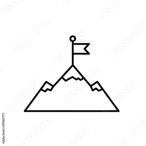 Reaching the Summit  A Simple Line Art Illustration of Achievement and Success