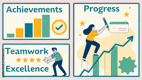 Evaluation of employee performance. Art collage. 3d rendering vector illustration.

