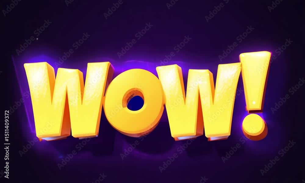 3D WOW text motion graphic on blue background

