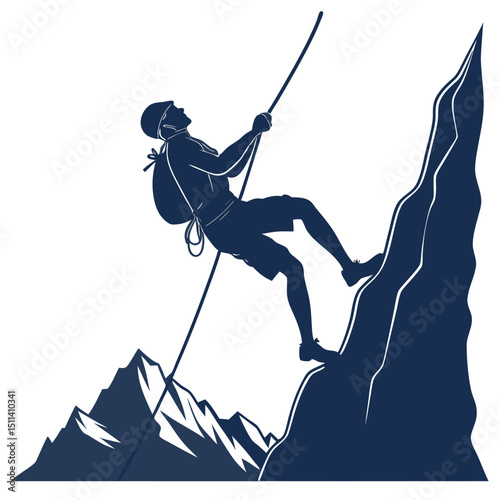 Adventurous Rock Climbing Silhouette Illustration