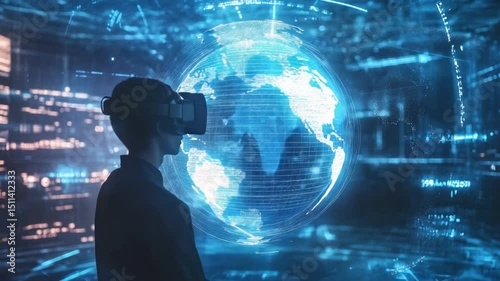 Immersive virtual reality experience with digital Earth, exploring future technologies