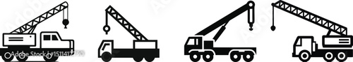 Vector illustration of a crane truck on a plain white background

