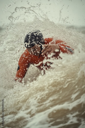 Surfing action shot ocean waves high-definition full body photo outdoor adventure close-up view thrilling experience