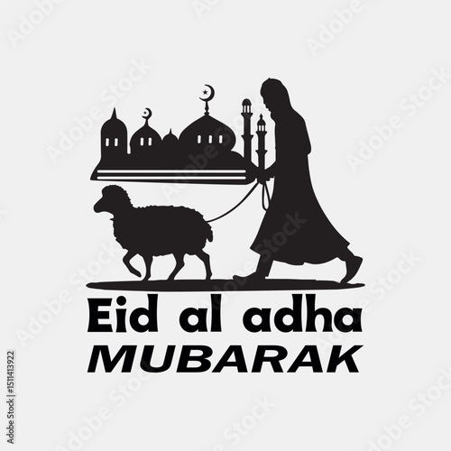 Eid silhouette vector, Animal Icon, Islamic mosque, silhouette, sheep, graphic design, vector art, Vector illustration, Muslim holiday, Islamic celebration,
