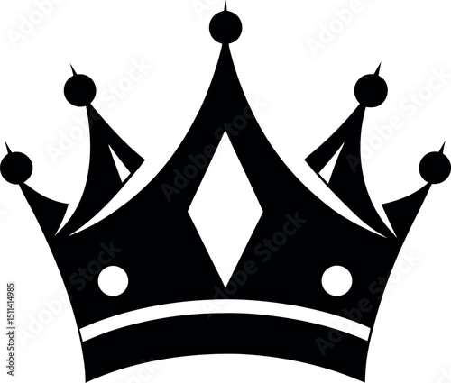 vector black silhouettes of crown isolated on a white  crown with diamonds