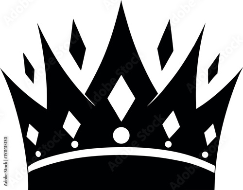 vector black silhouettes of crown isolated on a white  crown with diamonds
