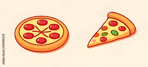 Pizza icon, Pizza vector, Pizza illustration, Slice of pizza, Whole pizza, Cheese pizza, Pepperoni pizza, Veggie pizza, Pizza slice icon, Flat pizza design, Pizza clipart, Cartoon pizza, Realistic piz