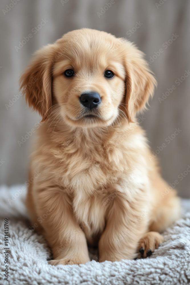 Obraz premium golden retriever puppy,Epic stare, cozy hair.