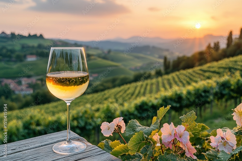 custom made wallpaper toronto digitalSunset wine glass on vineyard terrace