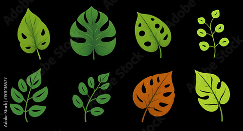 lush green leaves, plant foliage vector, leaves collection, assorted leaves, botanical foliage set, greenery design pack, leaves graphic art, leaf icon set, foliage clipart, leaves abstract set, leaf 