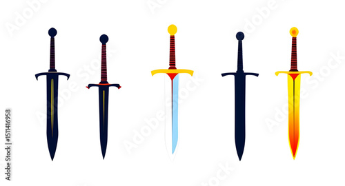 swords, double-edged swords, ceremonial swords, sword silhouettes, sword icons, sword clipart, sword illustrations, royal swords, epic swords, heroic swords, dueling swords, sword pack, armory swords,