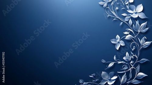 Elegant floral border on dark blue background