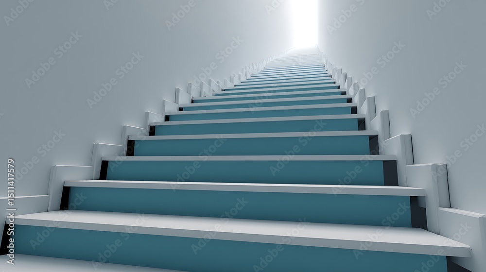 Fototapeta premium 3d stairway upstairs stair success steps ladder business .