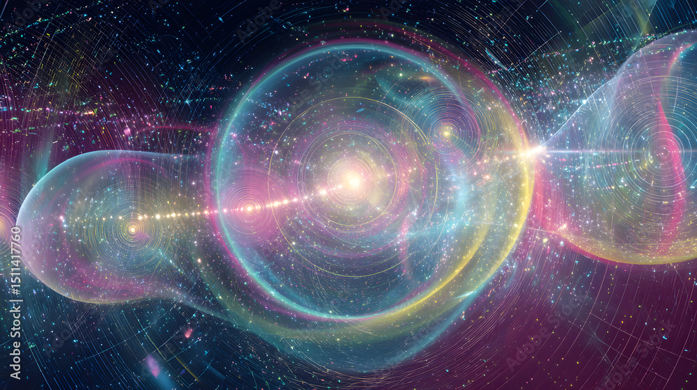 Obraz premium Cosmic Symphony: A mesmerizing display of celestial orbs and interconnected lines, evoking a sense of wonder and exploration of the vast cosmos.