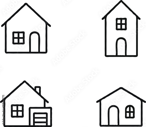 set of house icons vector