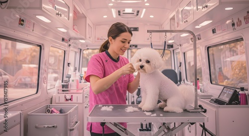 Wallpaper Mural Mobile Dog Grooming Salon Pampered Pups on Wheels, Convenient Pet Care Services Torontodigital.ca