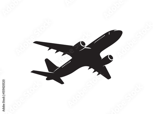 Silhouette of Aircraft in Flight – Minimalist Travel and Transport Illustration