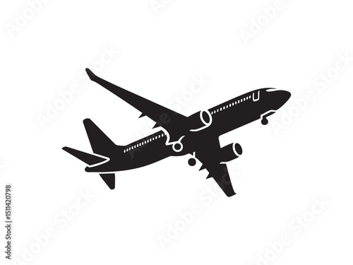 Airplane Silhouette Flying at Sunset – Air Travel and Transportation Theme.