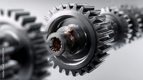 Industrial gears in motion smart factory environment high-tech machinery clean background engineering precision