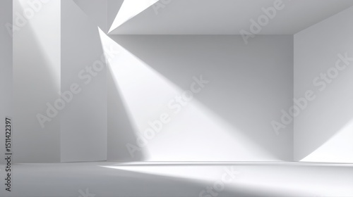 Wallpaper Mural Abstract geometric background with white space, sharp shadows, and light reflections on the floor. Minimalist interior design of a modern room or exhibition hall. Torontodigital.ca