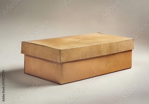 Rectangular Cardboard Box Mockup with Flat Lid

