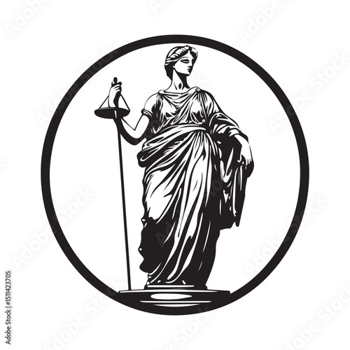 Lady Justice Vector. Themis Statue Symbol Of Law And Justice Image Vector.