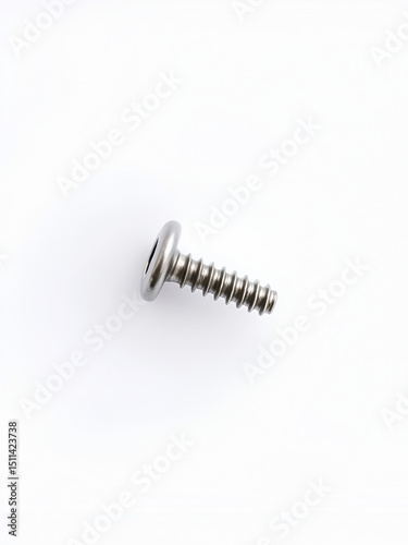 Single metallic screw isolated on white