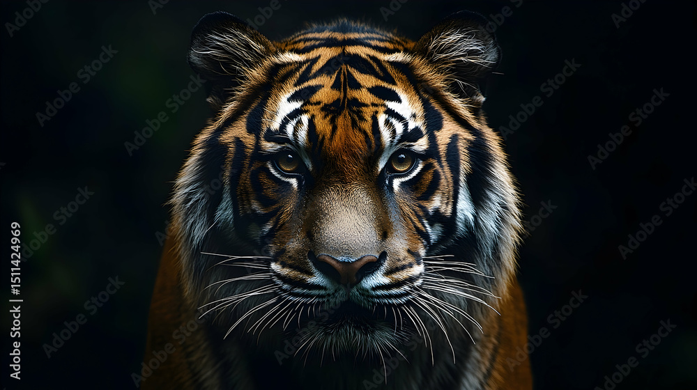 Fototapeta premium Close-up of a tiger's intense gaze.