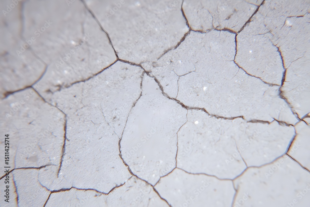 Fototapeta premium Cracked ground texture revealing earth's intricate pattern and texture. The cracks create a network of lines across the surface, hinting at aridity and dryness.