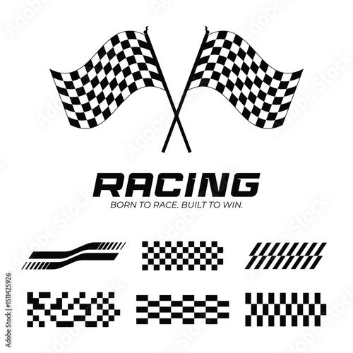 Racing flag, racing signs racing starting line, vector