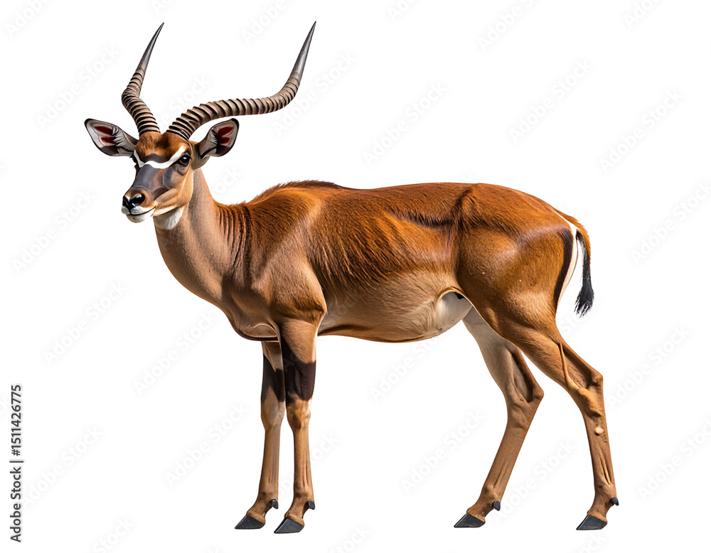 Fototapeta premium Elegant Antelope in Side Profile with Long Curved Horns, Isolated on Transparent Background