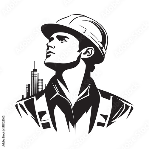 Construction Workers Hard Hat Design Logo Vectors and Vector Art on white background.