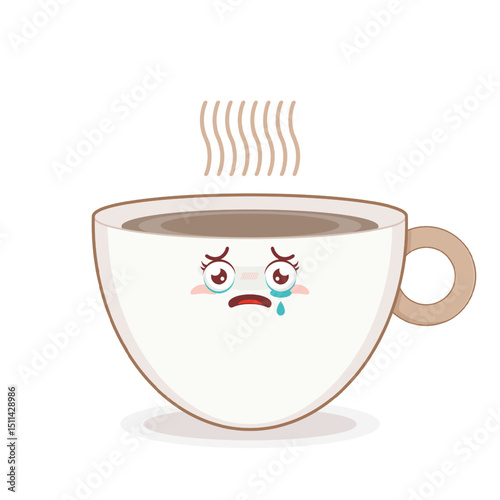 coffee cup scared face cartoon cute